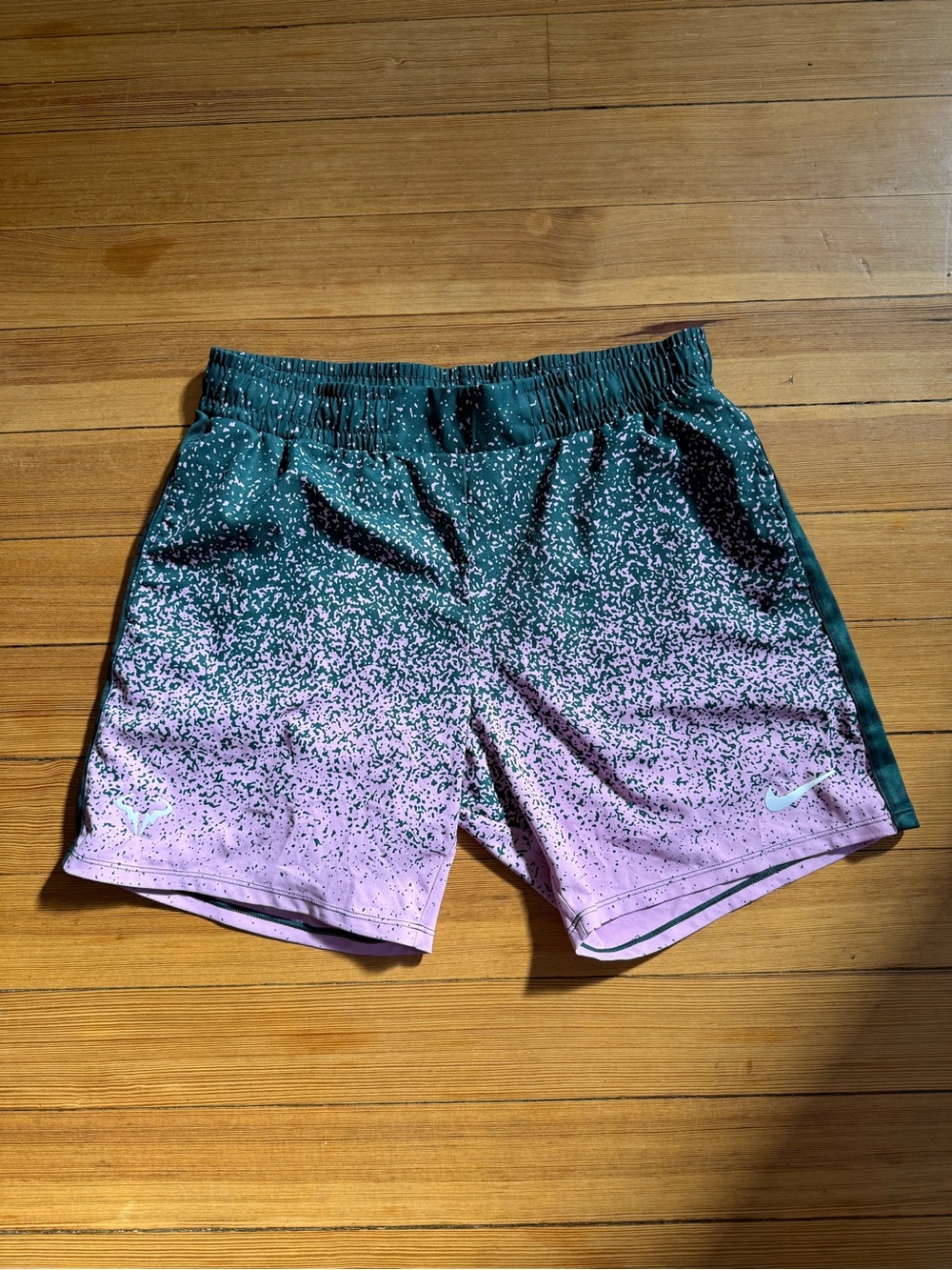 Nike Rafa Green and Pink Gradient Tennis Shorts - Sz M
